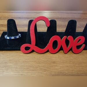 Eternity Ring 925 Sterling Silver. Clear and Blue Sapphire Ring CZ